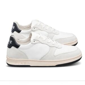 Clae Malone Leather White and Black Casual Sneakers NWT